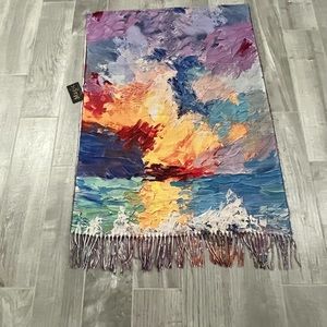 NWT Magic scarf, shawl 76x28 + fringe rainbow, multi-colored, suede-like fabric